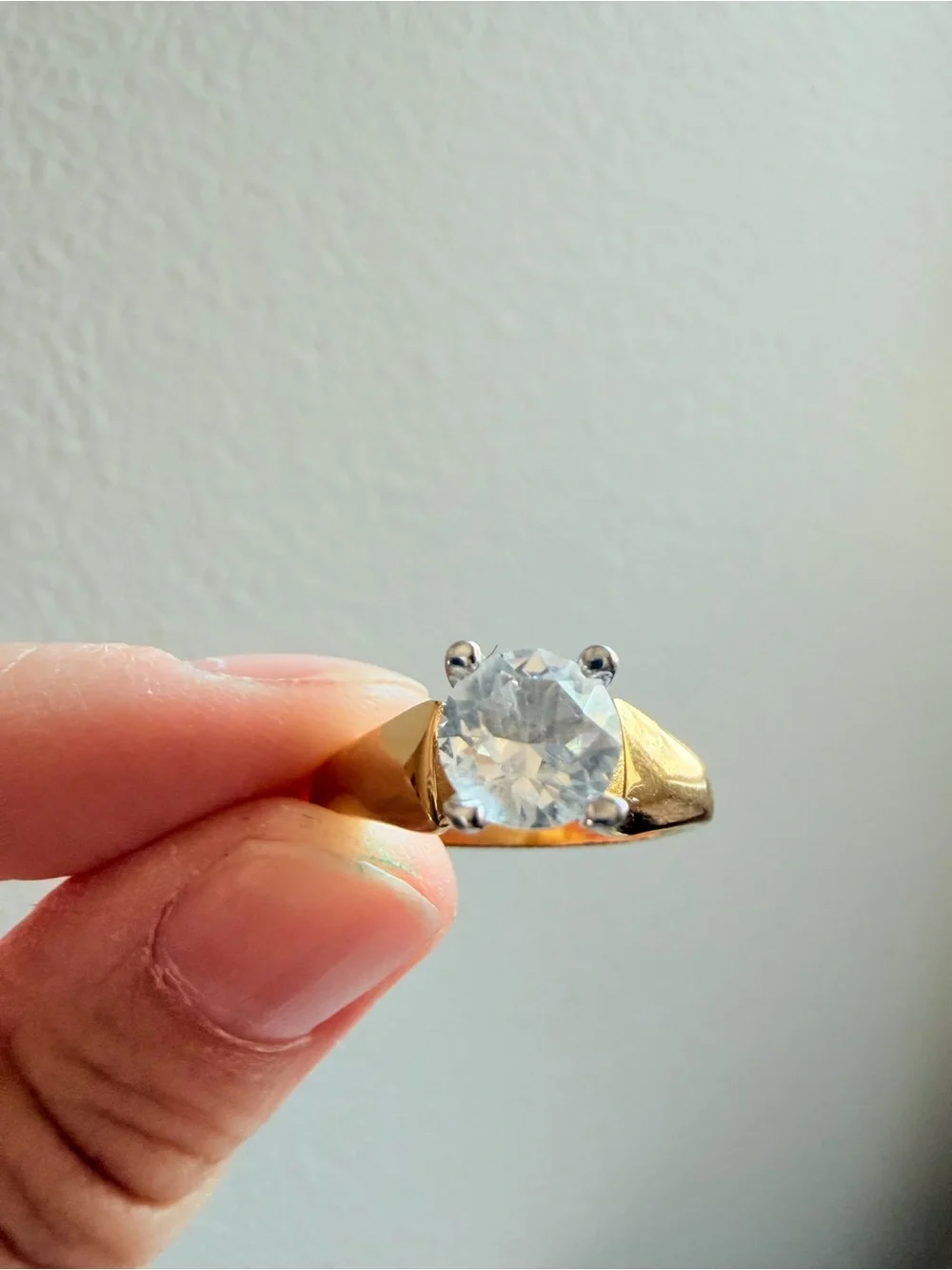 Vintage 18K HGE Gold Plated CZ Cocktail Engagement Fashion Ring